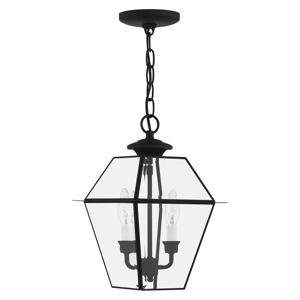 Westover Black Brass and Glass Outdoor Pendant Lantern