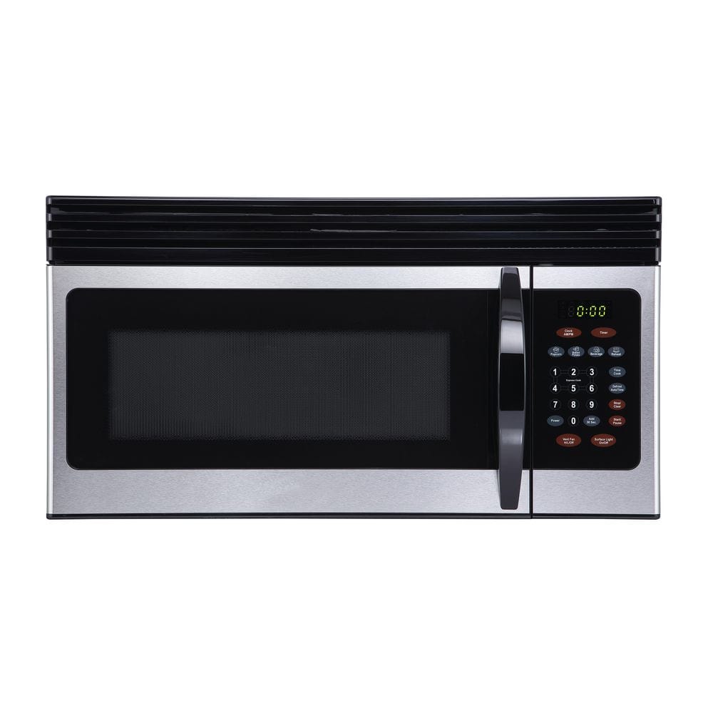 BLACK+DECKER 29.9 in. Width 1.6 cu. ft. Stainless Steel 1000-Watt Over-the-Range Microwave with Top Mount Air Recirculation Vent, Silver