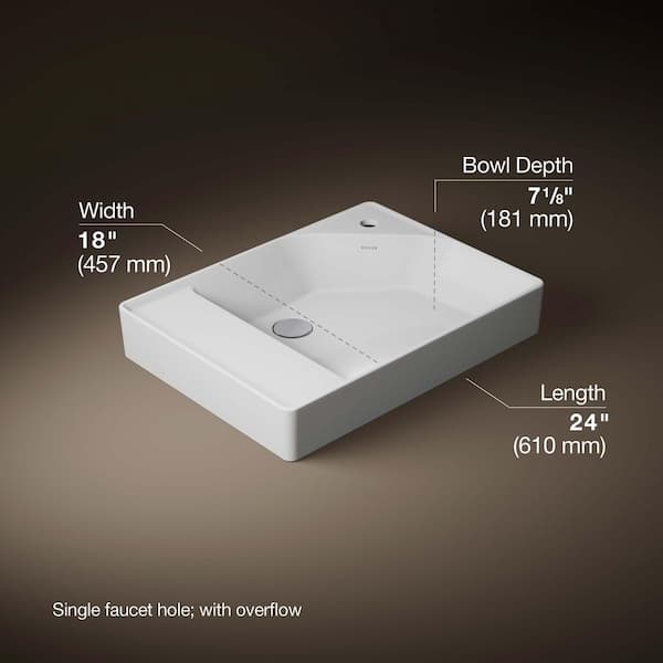 Spacity 24 in. W x 4.75 in. D Fireclay Vanity Top in White with White Specialty Single Sink