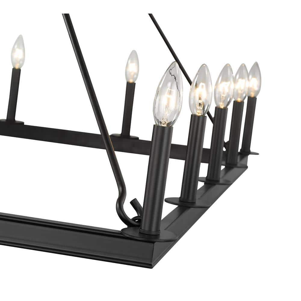 Barclay Square Matte Black 16-Light Candle-Inspired Chandelier