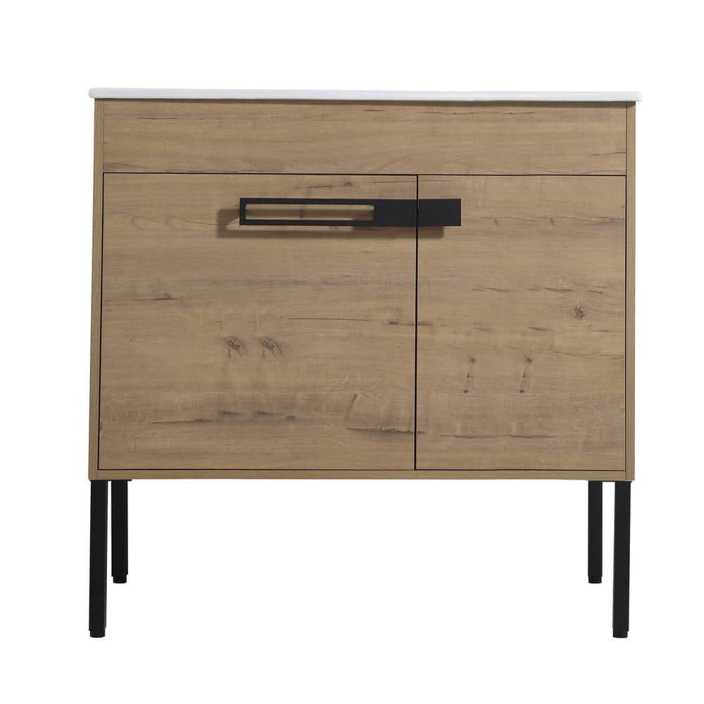 36 in. W Freestanding or Floating Bath Vanity Cabinet without Top in Brown 