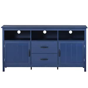 U-Can 57 in. W Navy TV Stand with 2 Doors and 2 Drawers Adjustable Panels Open Style Cabinet Fits TV's up to 68 in.