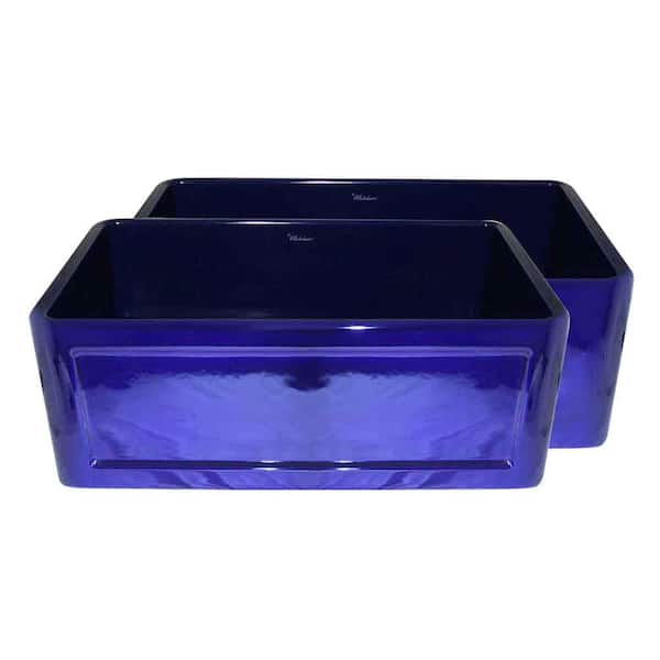 Whitehaus Collection Reversible All-in-One Farmhouse Apron Front Fireclay 27 in. Single Bowl Kitchen Sink in Sapphire Blue