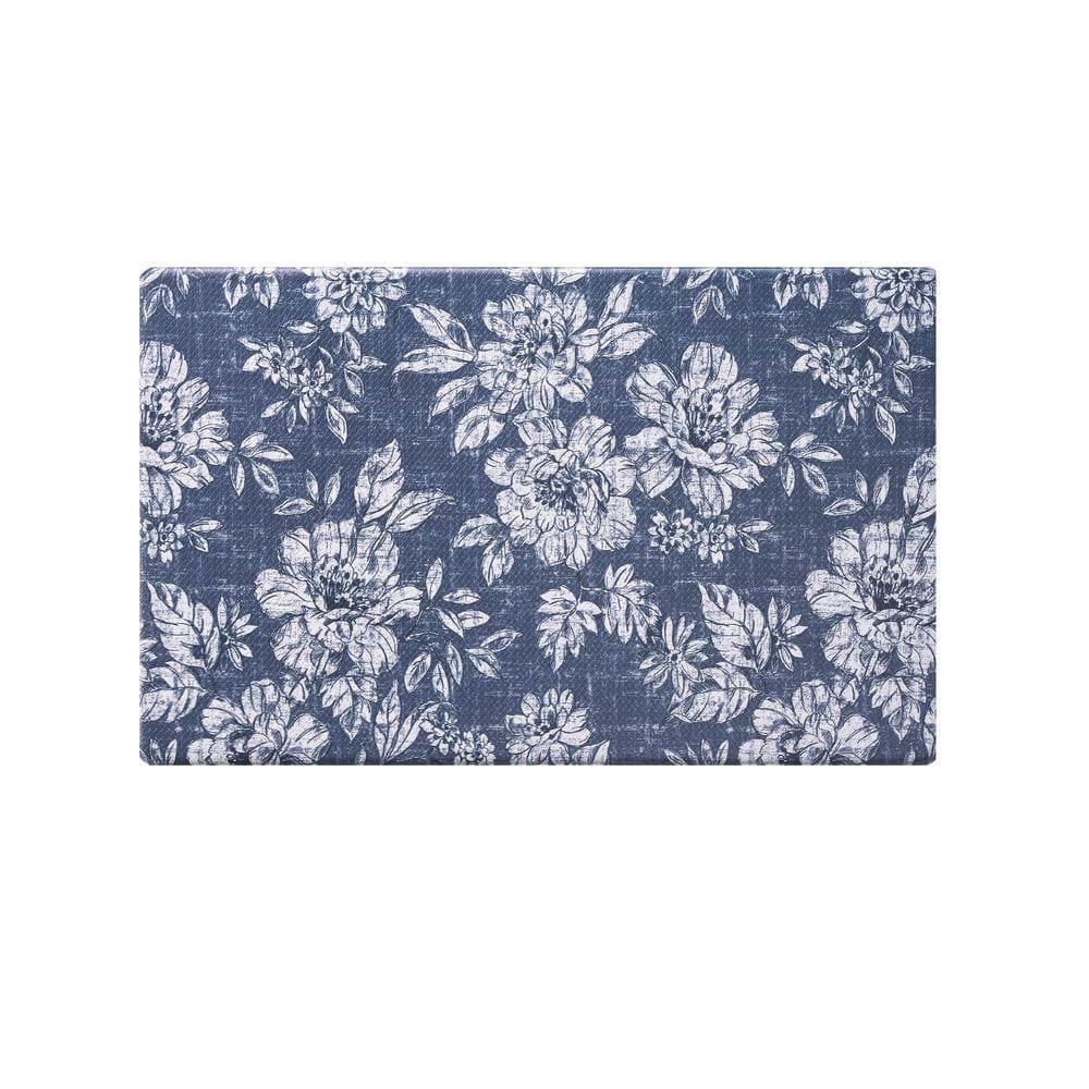 Laura Ashley Navy Iris Floral 17.5 in. x 32 in. Anti-Fatigue Laura Ashley Navy Iris Floral 17.5 in. x 32 in. Anti-Fatigue