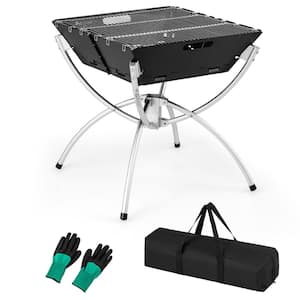 URBAN FIRE Portable Wood Grill 20 in. in Stainless Steel with Stake ASG -  The Home Depot