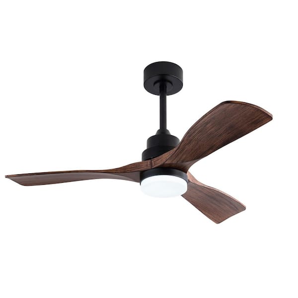 42 in. Black Standard Ceiling Fan with Light, 3 Dark Brown Blades, Remote, Reversible Quiet DC Motor for Indoor/Patio