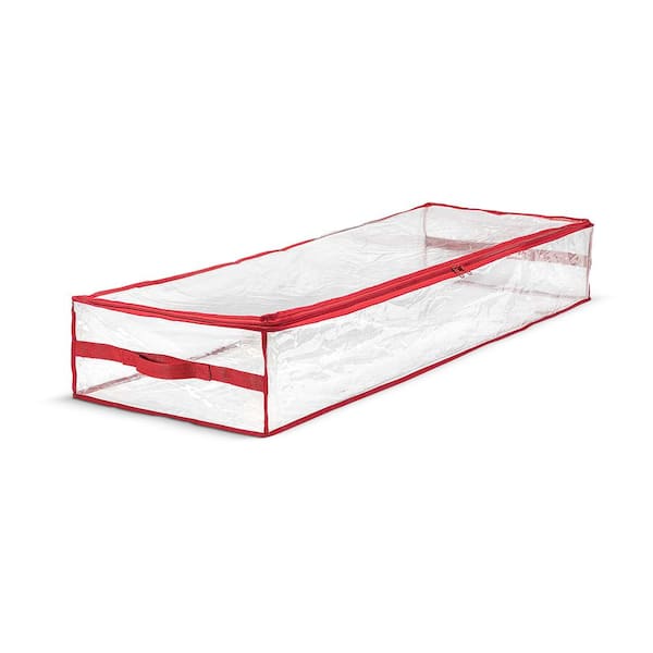 OSTO 6 in. Clear and Red PVC Christmas Accessory Storage Bag