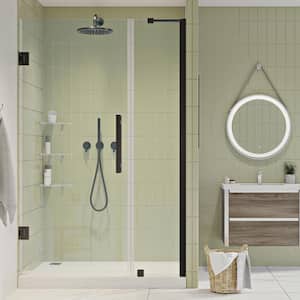 Tampa-Pro 37 1/16 in. W x 72 in. H Pivot Frameless Shower in Oil Rubbed Bronze with Shelves