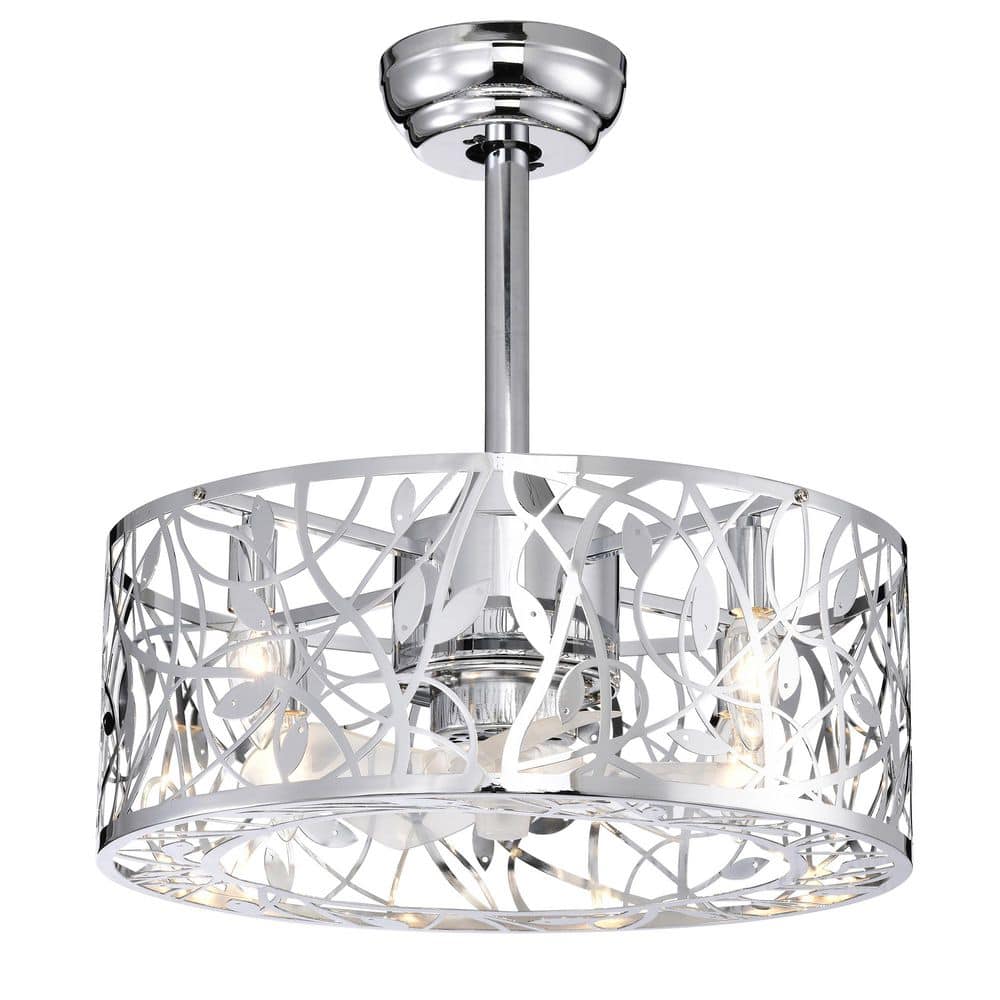 18 in. Smart Indoor Chrome Standard Small Decor Caged Ceiling Fan with Remote Control price history on PriceWatchPro