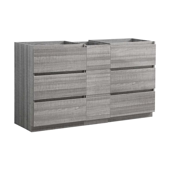 Fresca Lazzaro 60 in. Modern Double Bath Vanity Cabinet Only in Glossy Ash Gray