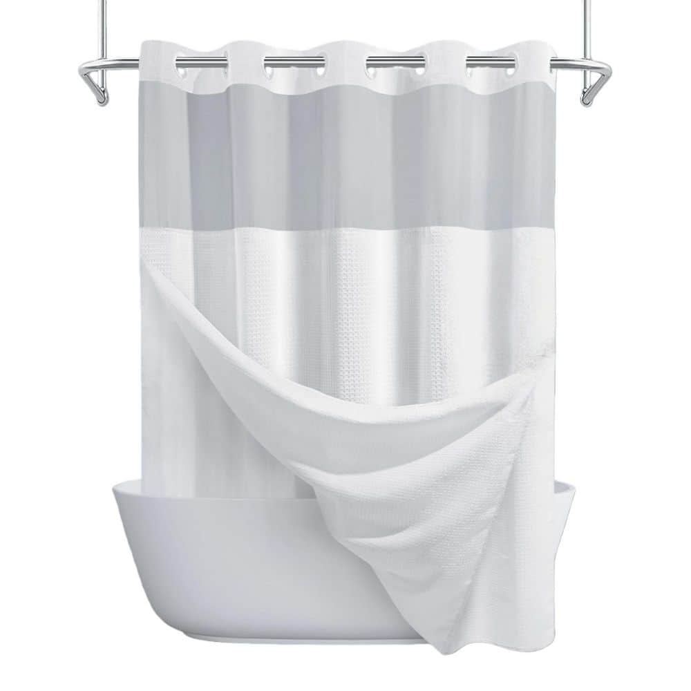 71 in. W x 74 in. L Shower Curtain and Liner Set Waffle Weave Shower Curtain in White for Hotel and Home Bathroom Use price history on PriceWatchPro