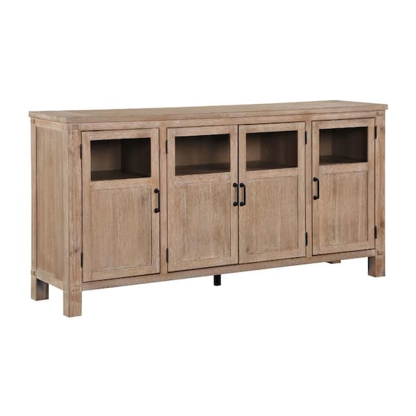Deen Brown and Black Wood 75 in. Sideboard Cabinet with 3-Cabinets and 4-Doors