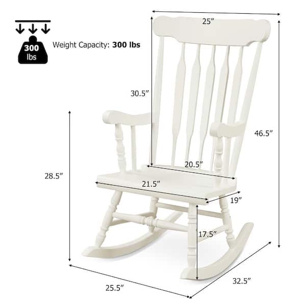 Costway White Wood Indoor Outdoor Rocking Chair Rocker HW64492WH The