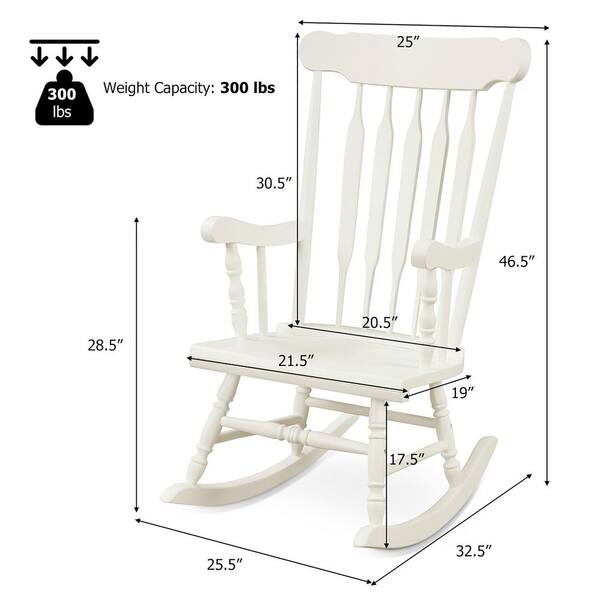 Costway White Wood Indoor Outdoor Rocking Chair Rocker QD-64-A4 