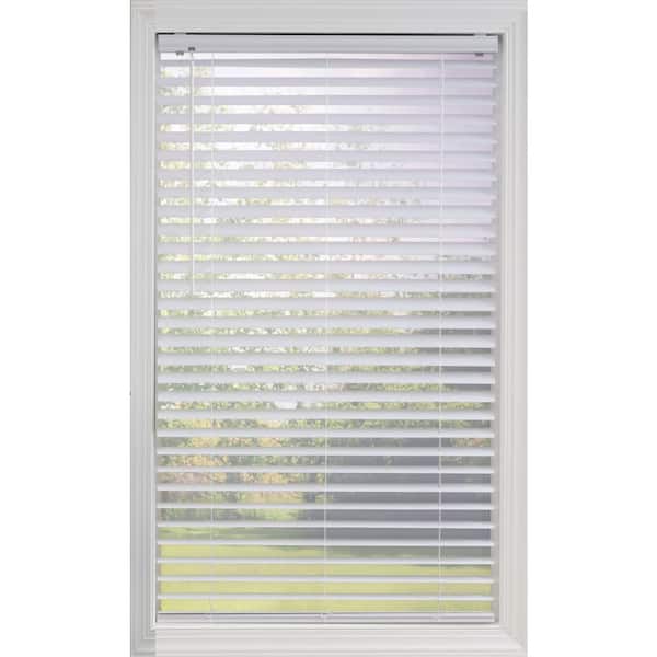 Perfect Lift Window Treatment White Cordless Room Darkening Premium Vinyl Blinds with 2 in. Slats - 19.5 in. W x 60 in. L