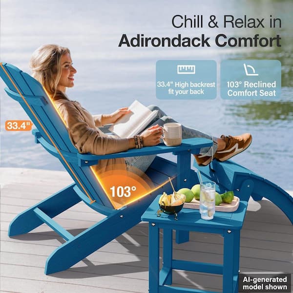 Mximu Classic Blue HIPS Plastic Outdoor Patio Adirondack Chair