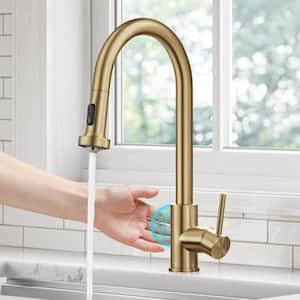 Bolden Touchless Sensor 2-Function Single Handle Pull Down Sprayer Kitchen Faucet in Spot-Free Brushed Brass