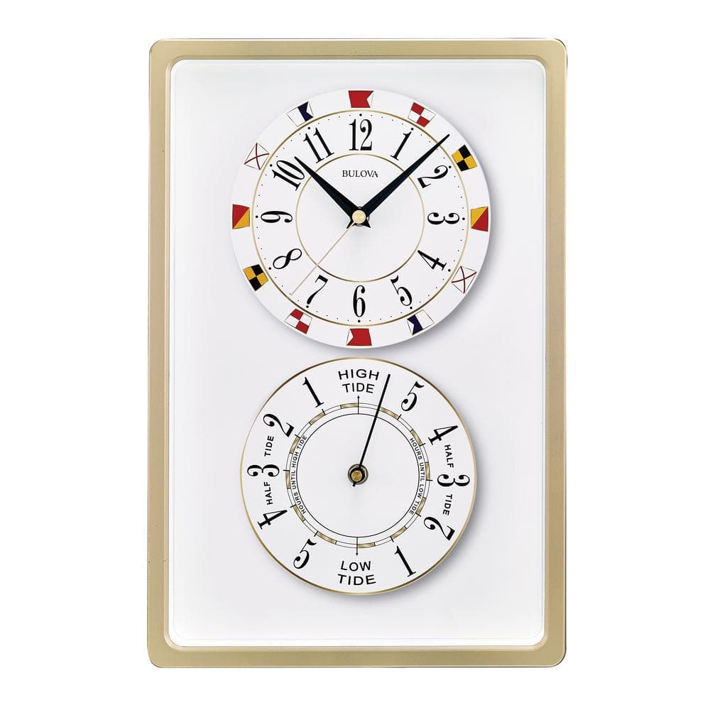 Bulova 16.5 in. H X 11 in. W Rectangular Wall Clock with tide readings, Brown -  C4890