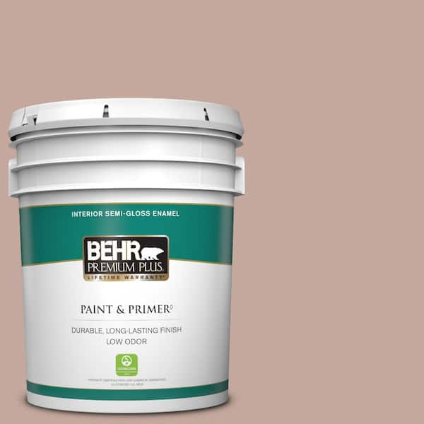 BEHR PREMIUM PLUS 5 gal. Home Decorators Collection #HDC-NT-06 Patchwork Pink Semi-Gloss Enamel Low Odor Interior Paint & Primer