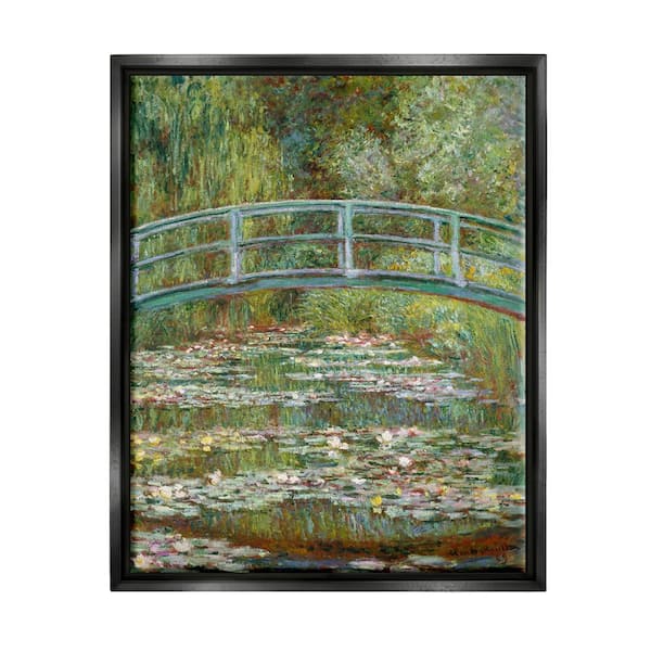 The Stupell Home Decor Collection Bridge Over Lilies Monet Classic Painting by Claude Monet Floater Frame Culture Wall Art Print 21 in. x 17 in.
