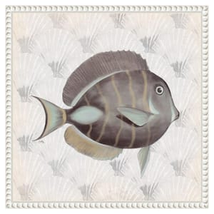 "Neutral Vintage Fish II" by Elizabeth Medley 1-Piece Floater Frame Giclee Animal Canvas Art Print 16 in. x 16 in.