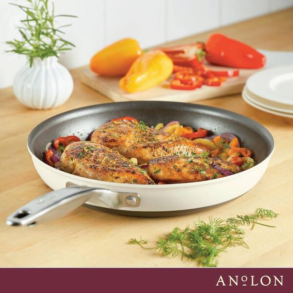 Anolon Achieve 10 Inch Hard-Anodized Nonstick Skillet - Triple Layer Coating, Cream