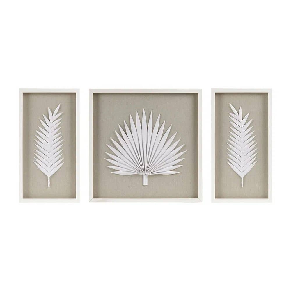 Framed Wall Art 25.2 in. x 25.2 in. & 13.39 in. 25.2 in. Rice Paper Palm Leaves 3-piece Shadowbox Wall Decor Set by Yeah price history on PriceWatchPro