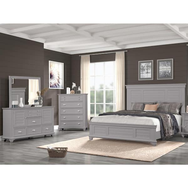 NEW CLASSIC HOME FURNISHINGS New Classic Furniture Jamestown 4-Piece Gray Queen Wood Bedroom Set (B/Dr/Mr/Ch)