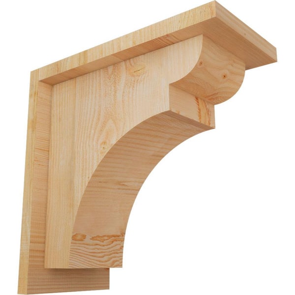 Ekena Millwork 6 in. x 12 in. x 12 in. Douglas Fir Yorktown Rough Sawn Corbel with Backplate