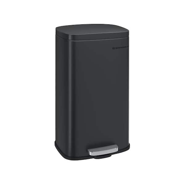 Kitchen 8 Gal. Black Metal Hosehold Trash Can Step Lid