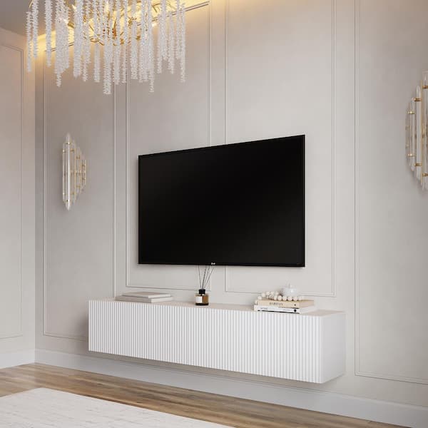 Small white clearance floating tv stand