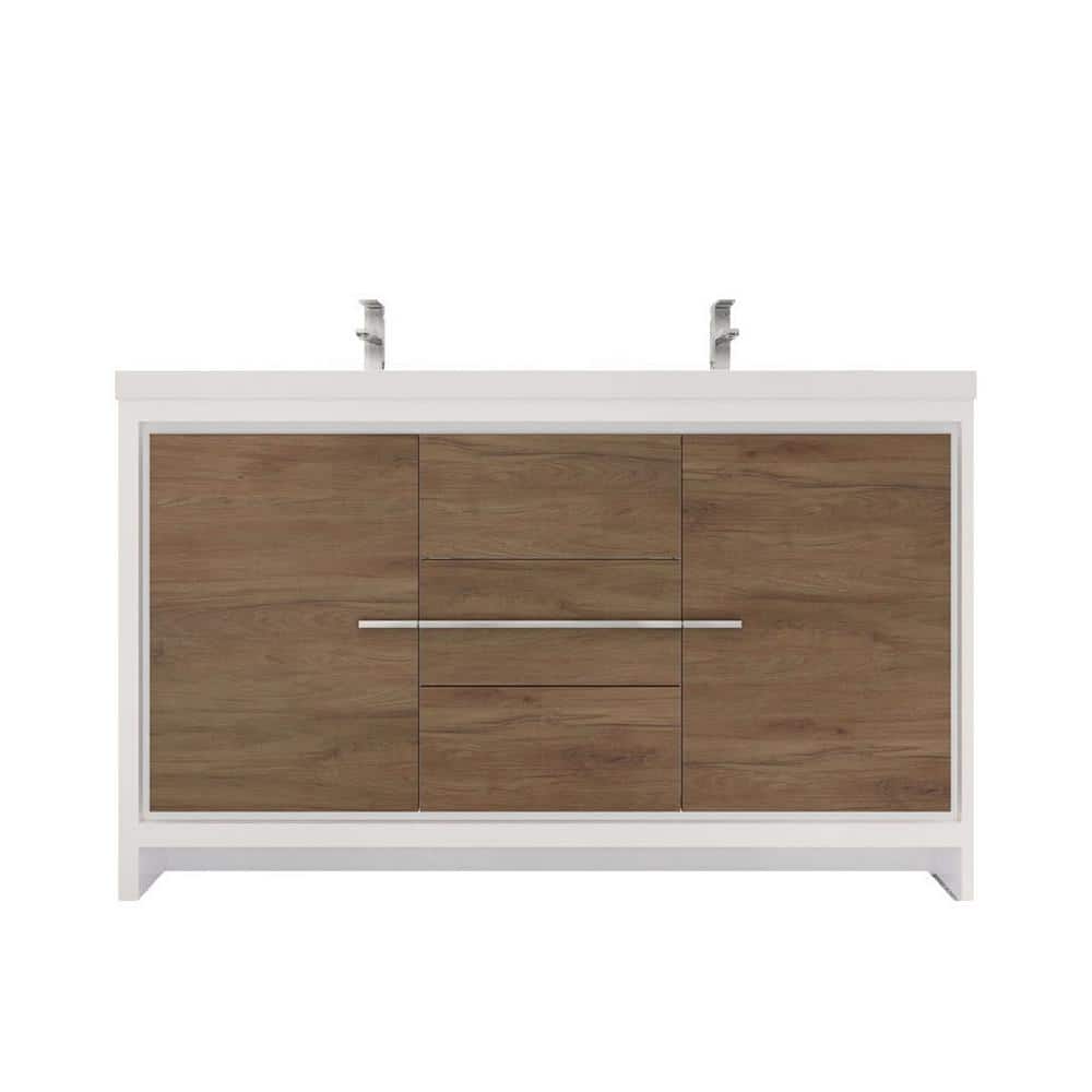 Dolce 60 in. W Bath Vanity in White Oak with Reinforced Acrylic Vanity Top in White with White Basins price history on PriceWatchPro