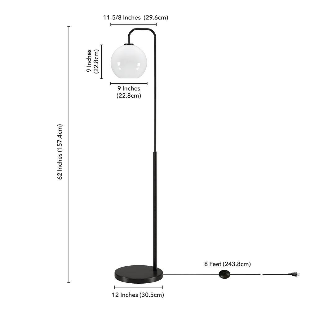 Bronze Arc Kids' Floor Lamp with White Milk Glass Shade