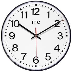 Prosaic 12 in. Round Business Wall Clock - Black Plastic Case With Shatter-Resistant Lens