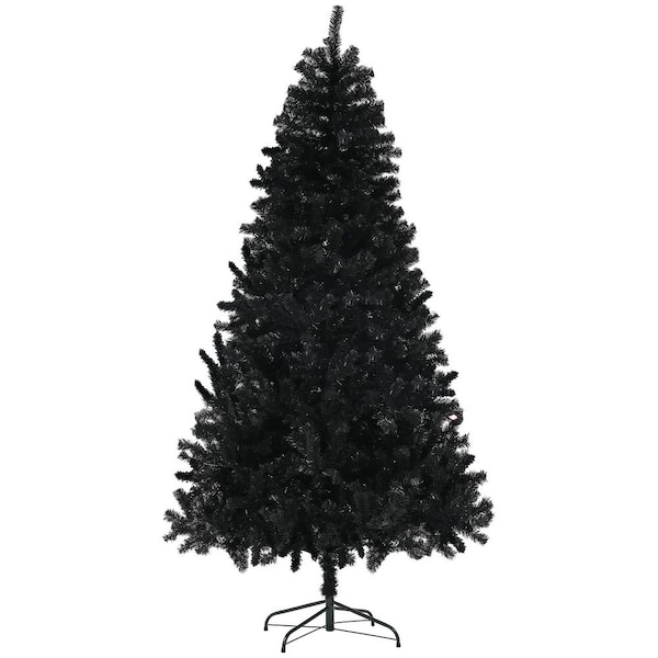 9ft Tall Artificial Christmas Tree, Unlit Xmas Tree with 2132 Branch Tips, Auto Open, Steel Base, Holiday Decor, Black