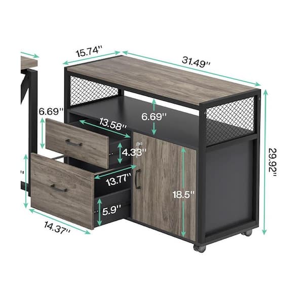 Atencio 2-Drawers Gray and Black 31.4 in. W Engineered Wood Lateral File Cabinet