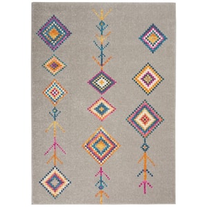 Passion Grey/Multi 4 ft. x 6 ft. Geometric Transitional Area Rug