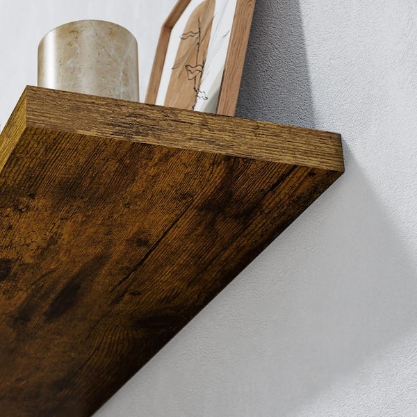 Brown Rustic Floating Wooden Shelf