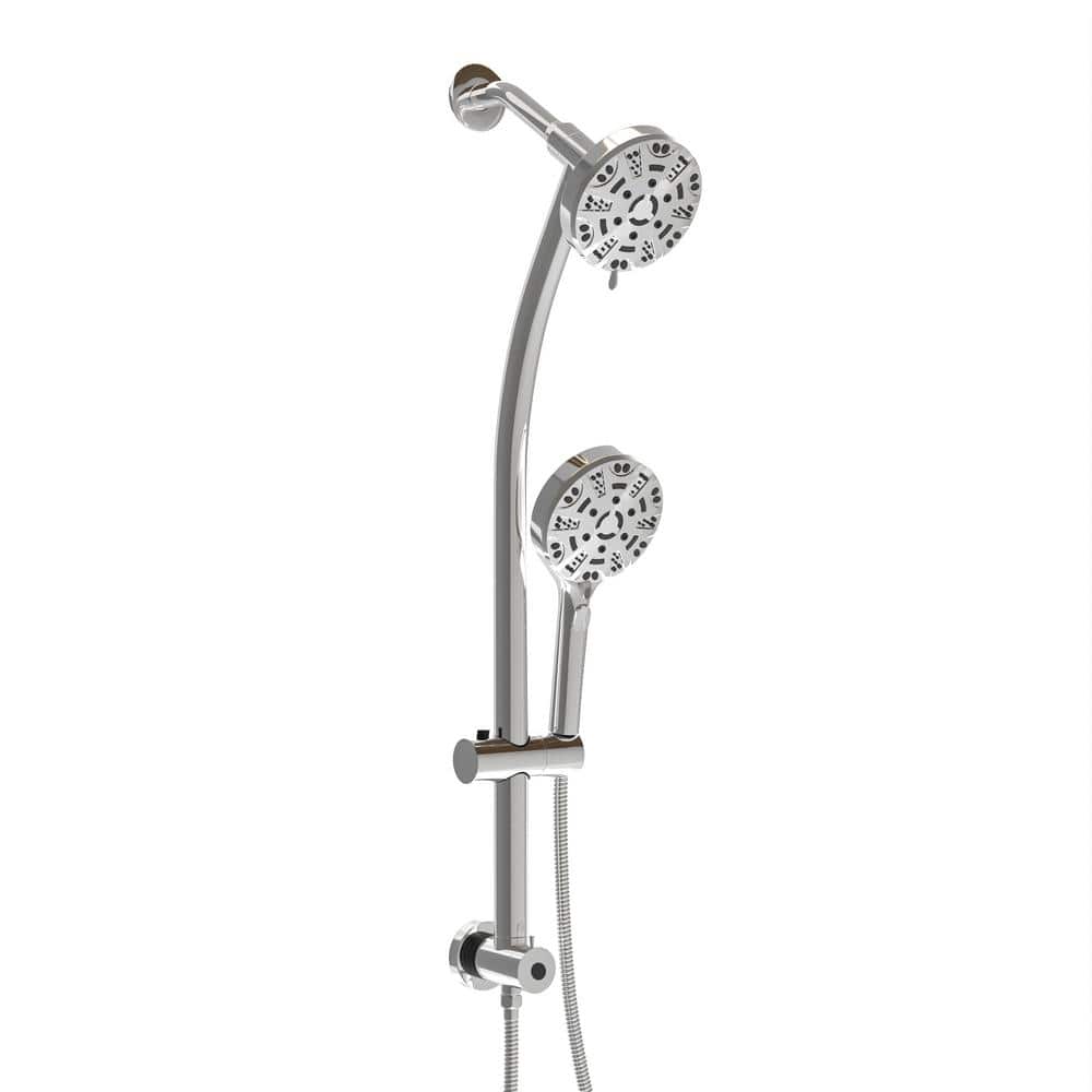 8-Spray 4.7 in. Wall Mount Dual Fixed and Handheld Shower Head, 8-Functions