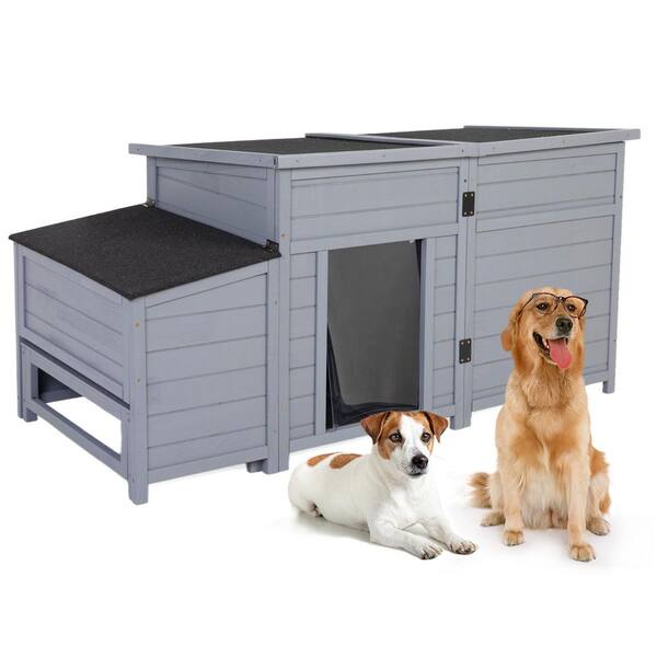 Large Outdoor Dog House with Slow Food Bowl