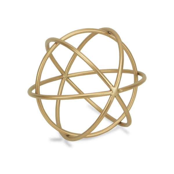 HomeRoots 8.75 in. Gold Petite Gold Metal Orb Decorative Sculpture