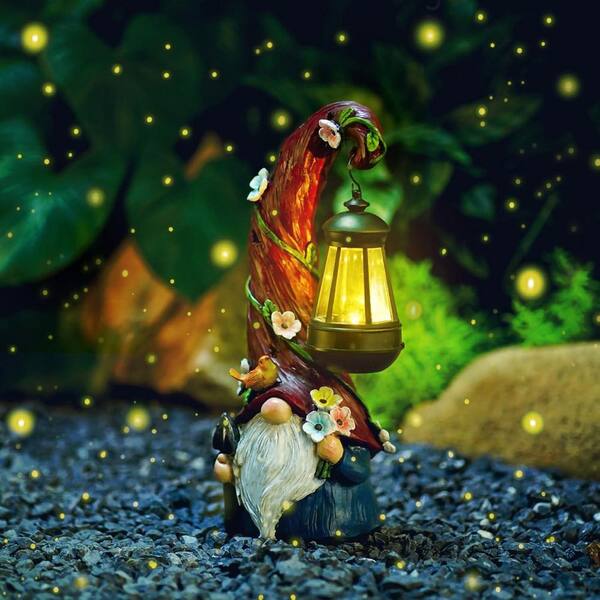 Gnome Garden Decor Statue Solar Gnomes Decorations for Yard with