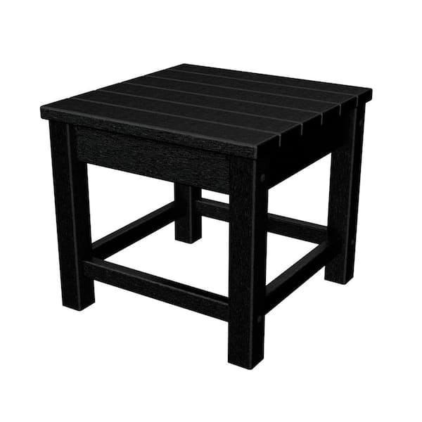 POLYWOOD Club 18 in. Black Patio Side Table