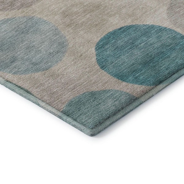 Mayfield Premium Machine Washable Abstract AMF2062 Teal 3 ft. x 4 ft. Area Rug