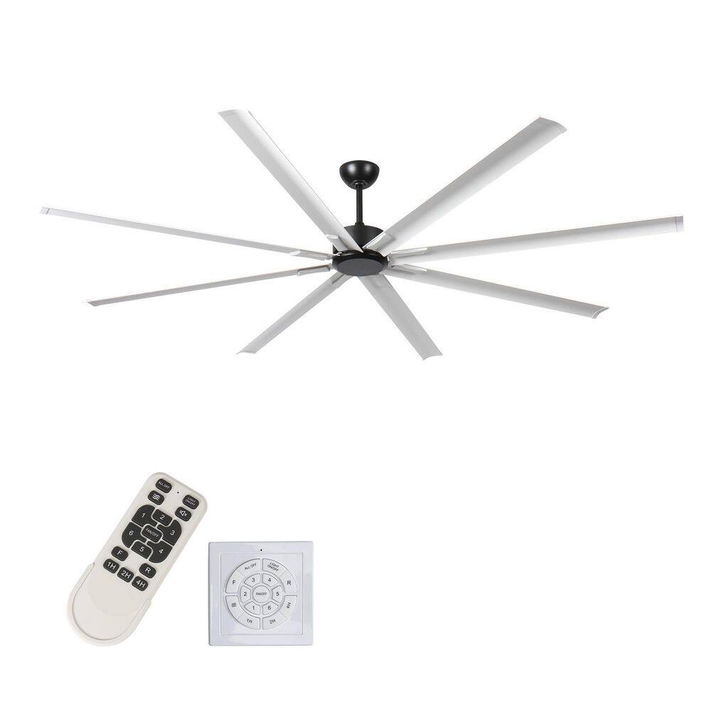 96 in. Indoor White Ceiling Fan with Light & Remote, 8 Double-Layer Aluminu