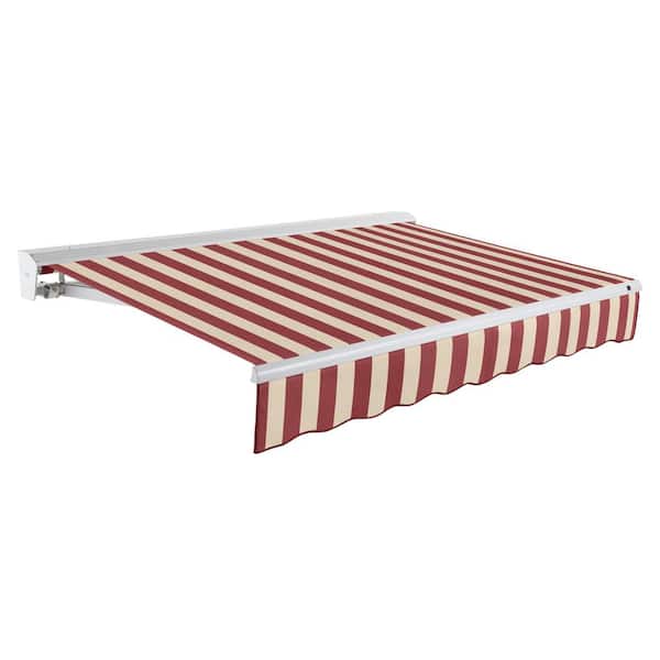 AWNTECH 24 ft. Destin Manual Retractable Awning with Hood (120 in. Projection) Burgundy/Tan