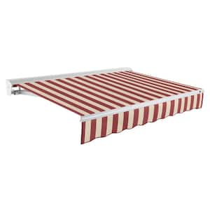 10 ft. Destin Right Motorized Retractable Awning with Hood (96 in. Projection) Burgundy/Tan