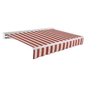 16 ft. Destin Right Motorized Retractable Awning with Hood (120 in. Projection) Burgundy/Tan