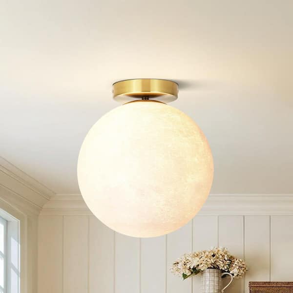 VAXCEL Shelby 9.25 in. W Gold Brass Transitional Semi Flush Mount