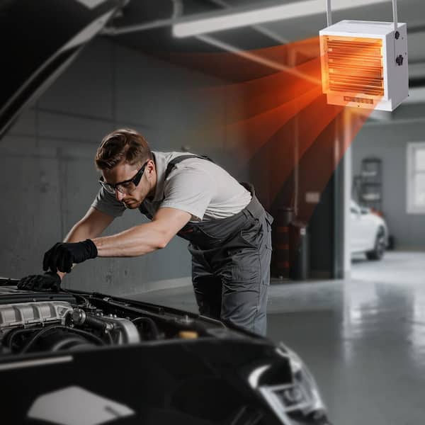 Electric Garage Heater, 10000-Watt Remote Control and 10 Hour Timer and Overheat Protection Wall/Ceiling Mounted Heater